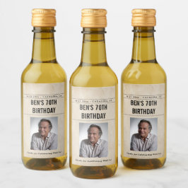 Newspaper Birthday News Funny Humorous Men 70th Wijn Etiket