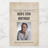 Newspaper Birthday News Funny Humorous Men 70th Wijn Etiket (Enkel label)