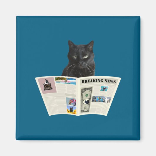 Newspaper Breaking News Black Cat Au Journal  Magneet (Voorkant)