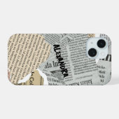 Newspaper collage telefoonhoesje iPhone 15 case (Achterkant horizontaal)