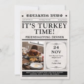 Newspaper Friendsgiving Dinner Thanksgiving Fall Kaart (Voorkant)