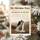 Newspaper Just Married & Merry Photo Christmas Feestdagenkaart