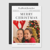 Newspaper Merry Christmas magnetic holiday card (Voorkant / Achterkant)