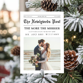 Newspaper Mr & Mrs Newlywed Couple Photo Christmas Feestdagenkaart
