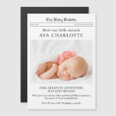 Newspaper Newborn Baby Announcement Magnetic Card (Voorkant / Achterkant)