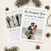 Newspaper Newlywed Romantic Couple Photo Christmas Feestdagenkaart