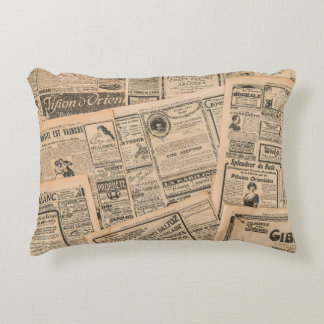 Newspaper pages with antique advertising. Vintage  Accent Kussen