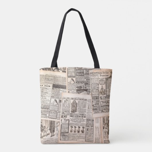 Newspaper pages with antique advertising. Woman's  Tote Bag (Achterkant)