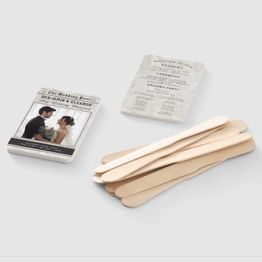 Newspaper Photo Wedding Program Timeline Handwaaier (Niet-gemonteerd)