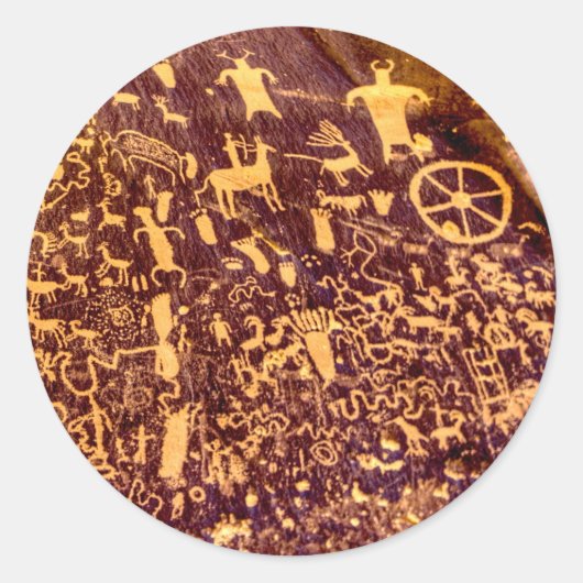 Newspaper Rock American Indian Utah Ronde Sticker (Voorkant)