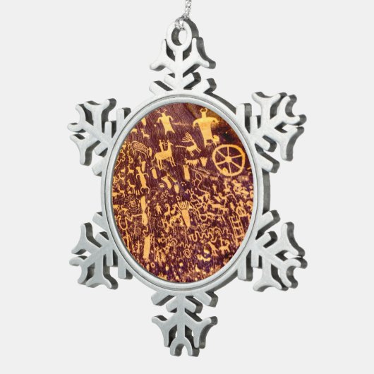 Newspaper Rock American Indian Utah Tin Sneeuwvlok Ornament (Rechts)