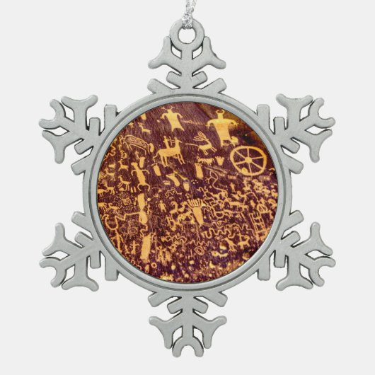 Newspaper Rock American Indian Utah Tin Sneeuwvlok Ornament (Voorkant)