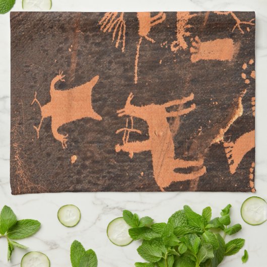 Newspaper Rock Petroglyph-panel - Utah Theedoek (Gevouwen)