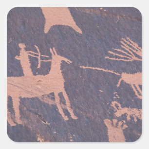 Newspaper Rock, S.P., UT bij Monticello. Vierkante Sticker