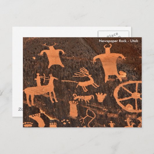 Newspaper Rock - Utah Briefkaart (Voorkant / Achterkant)