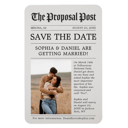 Newspaper Save The Date Magnet Photo Magneet (Verticaal)