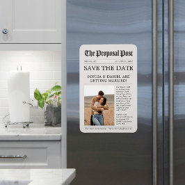 Newspaper Save The Date Magnet Photo Magneet
