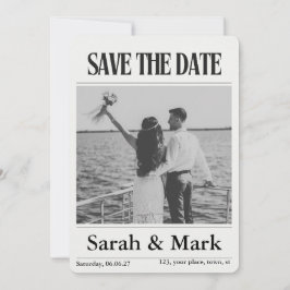 Newspaper Save the Date Vintage Custom photo