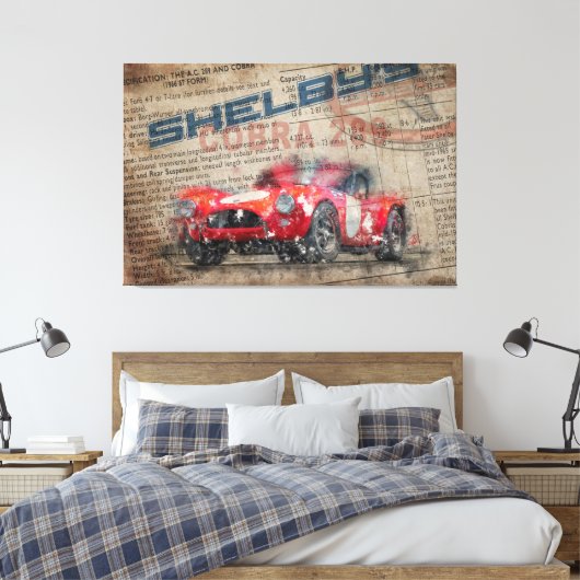 Newspaper Shelby Cobra 289 Canvas Afdruk (Insitu (Slaapkamer))