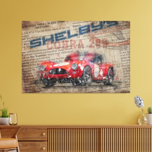 Newspaper Shelby Cobra 289 Canvas Afdruk (Insitu (Woonkamer))