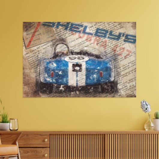 Newspaper Shelby Cobra 427 Canvas Afdruk (Insitu (Woonkamer))