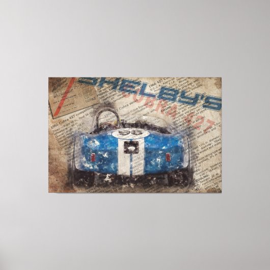 Newspaper Shelby Cobra 427 Canvas Afdruk (Voorkant)