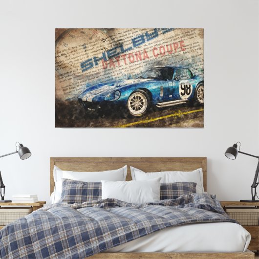 Newspaper Shelby Daytona Coupe 2 Canvas Afdruk (Insitu (Slaapkamer))