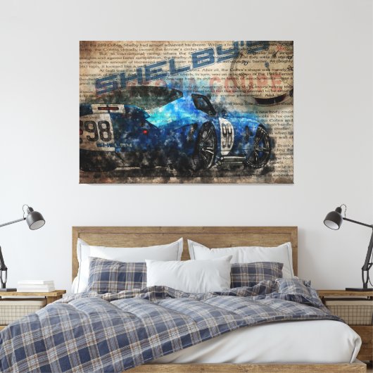 Newspaper Shelby Daytona Coupe Canvas Afdruk (Insitu (Slaapkamer))