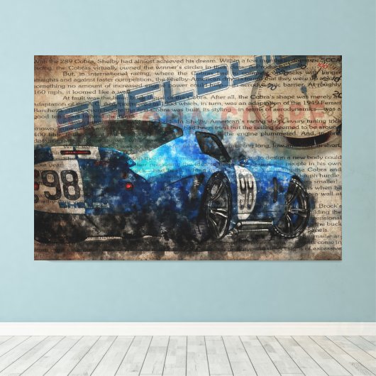 Newspaper Shelby Daytona Coupe Canvas Afdruk (Insitu (Houten vloer))