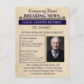 Newspaper Style Doctor Retirement Card | Custom Briefkaart (Voorkant)