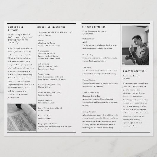 Newspaper Style Mitzvah Program Small Folded Paper Flyer (Achterkant)