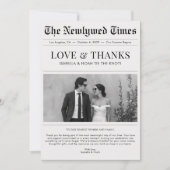 Newspaper Style Newlywed Wedding Thank You Bedankkaart (Voorkant)