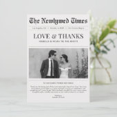 Newspaper Style Newlywed Wedding Thank You Bedankkaart (Staand voorkant)