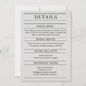 Newspaper-Style Wedding Details Card (Voorkant)