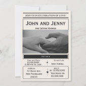 Newspaper-Style Wedding Invitation | Customisable  Kaart (Voorkant)