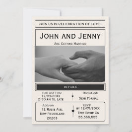 Newspaper-Style Wedding Invitation | Customisable  Kaart