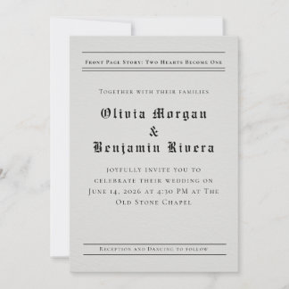 Newspaper-Style Wedding Invitation Kaart