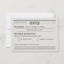 Newspaper-Style Wedding RSVP Response card