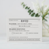 Newspaper-Style Wedding RSVP Response card (Staand voorkant)