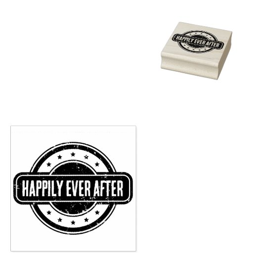 Newspaper Themed Distressed Happily Ever After Rubberstempel (Gestempeld)