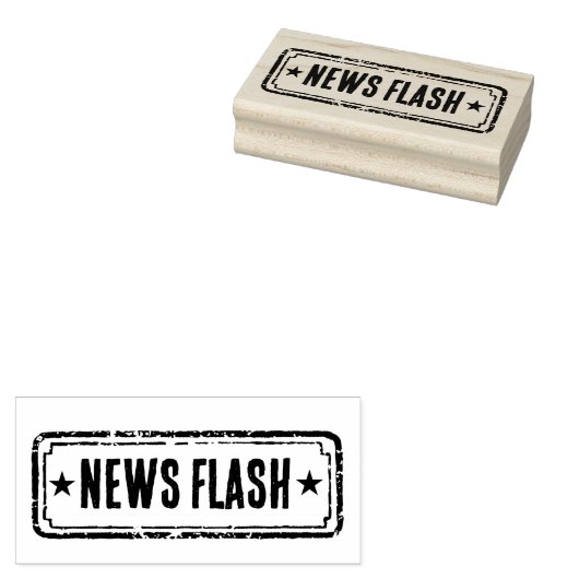 Newspaper Themed Distressed News Flash Rubberstempel (Gestempeld)
