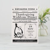 Newspaper Turkey Wishbone Thanksgiving Fall Kaart (Staand voorkant)