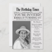 Newspaper Unique Fun 65th Birthday Photo Party Kaart (Voorkant)