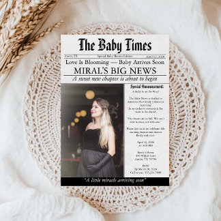 Newspaper Unique Fun Photo aesthetic Baby Shower Kaart