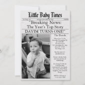 Newspaper Unique Fun Photo Boy 1st Birthday Party Kaart (Voorkant)