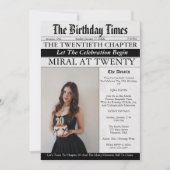 Newspaper Unique Fun Photo Girl 20th Birthday  Kaart (Voorkant)