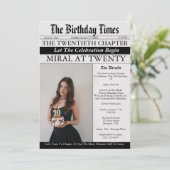 Newspaper Unique Fun Photo Girl 20th Birthday  Kaart (Staand voorkant)