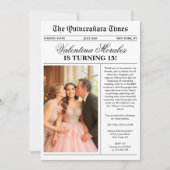 Newspaper Unique Fun Photo Quinceanera Kaart (Voorkant)