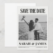 Newspaper Unique Photo Wedding Save The Date (Voorkant / Achterkant)
