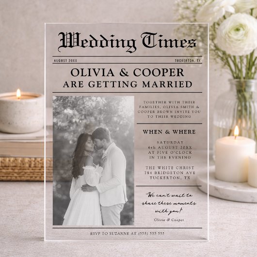 Newspaper Wedding Acryl Uitnodigingen
